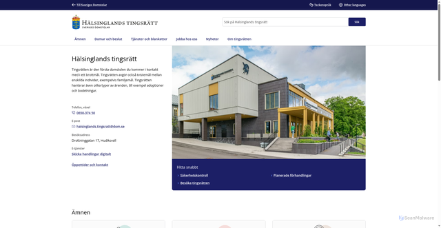 Security scan screenshot of https://www.domstol.se/halsinglands-tingsratt/