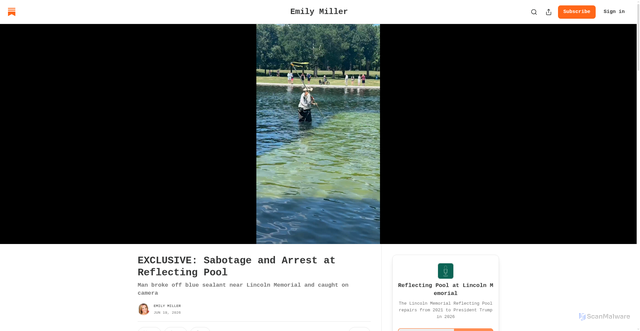 Security scan screenshot of https://www.emilypostnews.com/p/exclusive-sabotage-and-arrest-at