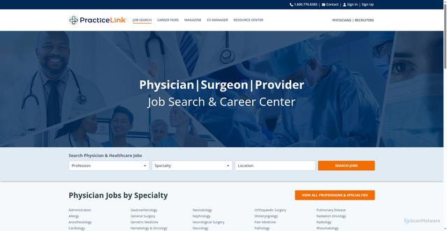 Security scan screenshot of https://jobs.practicelink.com