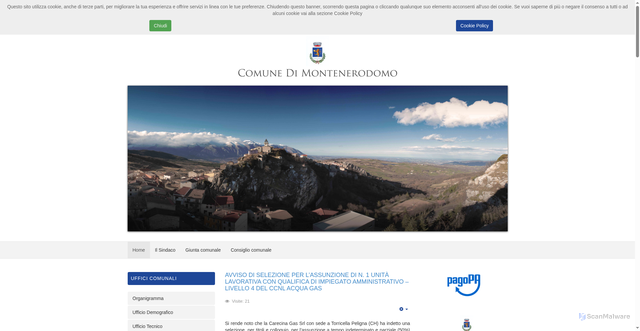 Security scan screenshot of https://www.comunemontenerodomo.it/