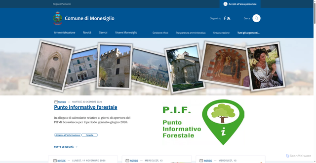 Security scan screenshot of https://www.comune.monesiglio.cn.it/