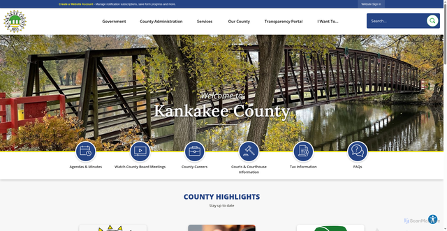 Security scan screenshot of https://kankakeecountyil.gov/