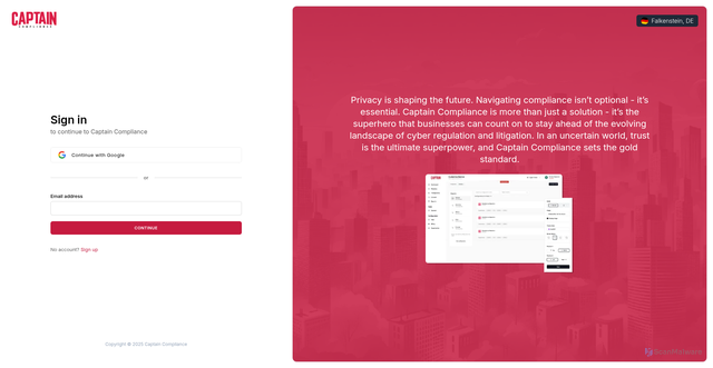 Security scan screenshot of https://app.captaincompliance.com