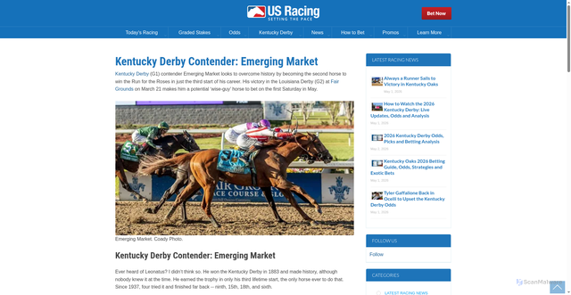 Security scan screenshot of https://usracing.com/news/kentucky-derby-contender-emerging-market