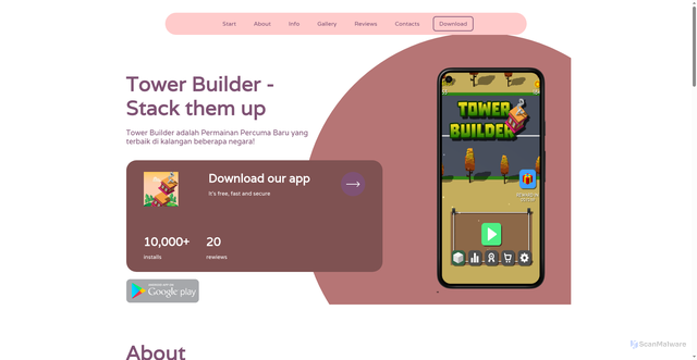 Security scan screenshot of https://tower-rush-game.cfd/