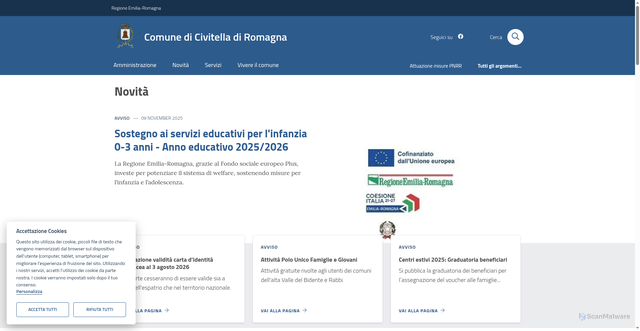 Security scan screenshot of https://www.comune.civitella-di-romagna.fc.it/