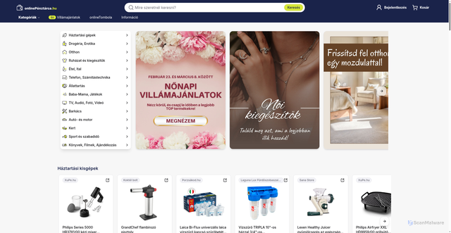 Security scan screenshot of https://onlinepenztarca.hu