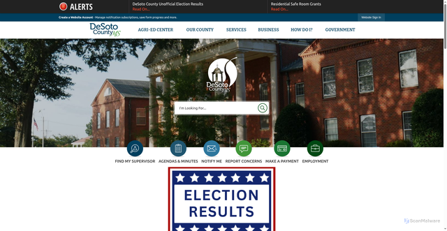 Security scan screenshot of https://desotocountyms.gov/