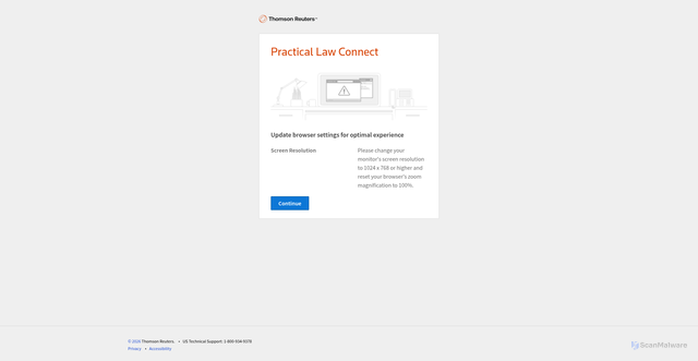 Security scan screenshot of https://practicallawconnect.thomsonreuters.com