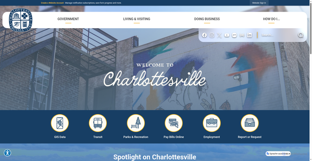 Security scan screenshot of https://charlottesville.gov/