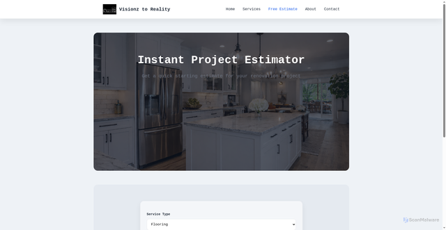 Security scan screenshot of https://visionztoreality.com/estimator