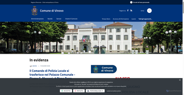Security scan screenshot of https://www.comune.vinovo.to.it