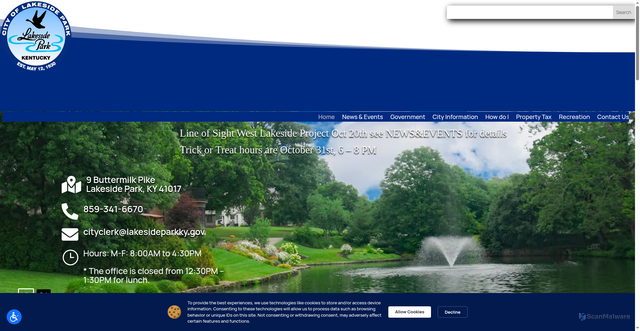 Security scan screenshot of https://lakesideparkky.gov/