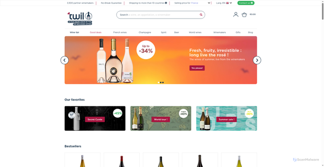 Security scan screenshot of https://thewineilove.com