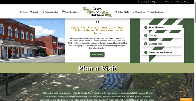 Security scan screenshot of https://oakboro.gov/