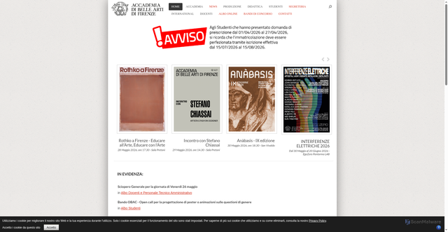 Security scan screenshot of https://www.accademia.firenze.it
