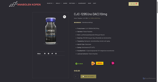 Security scan screenshot of https://anabolenkopenonline.nl/product/cjc-1295-no-dac-10mg/