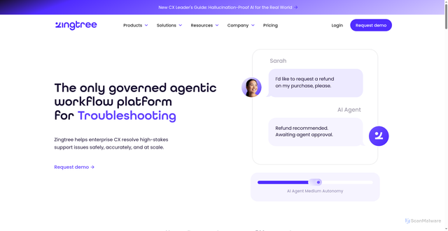 Security scan screenshot of https://zingtree.com