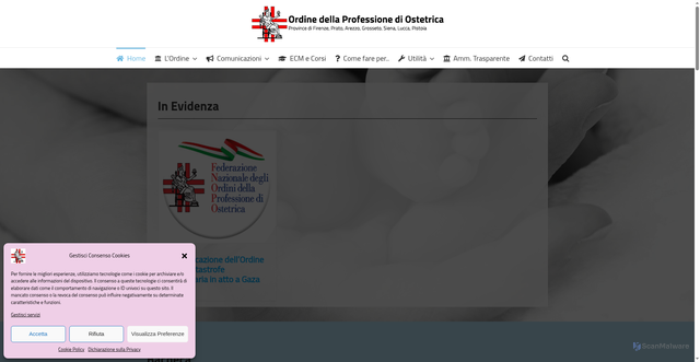 Security scan screenshot of https://www.ordineostetrichefi.it/