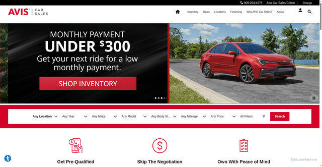 Security scan screenshot of https://aviscarsales.com
