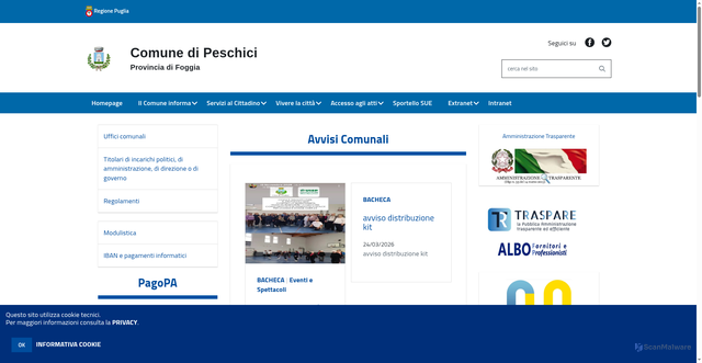 Security scan screenshot of https://www.comune.peschici.fg.it