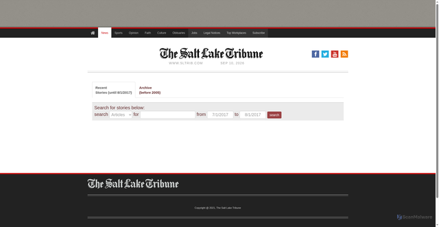 Security scan screenshot of https://archive.sltrib.com