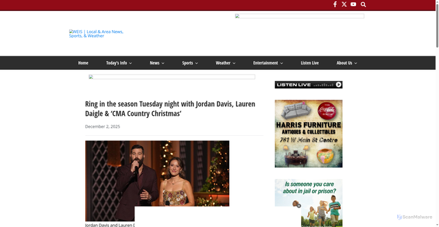 Security scan screenshot of https://weisradio.com/2025/12/02/ring-in-the-season-tuesday-night-with-jordan-davis-lauren-daigle-cma-country-christmas/
