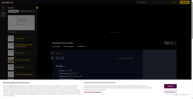 Security scan screenshot of https://dramaforlife.fandom.com/wiki/EJAE