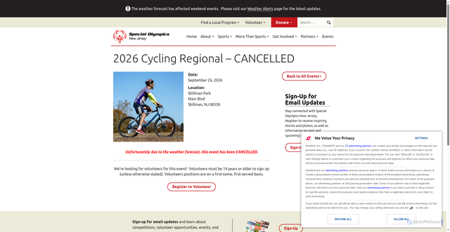 Security scan screenshot of https://www.sonj.org/events/2026-cycling-regional/