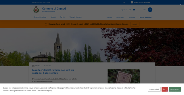 Security scan screenshot of https://www.comune.gignod.ao.it