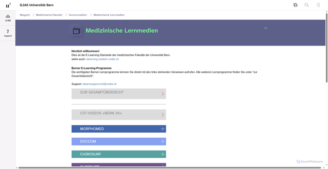 Security scan screenshot of https://elearning.aum.iml.unibe.ch