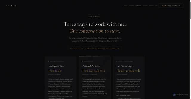 Security scan screenshot of https://hussainsharifi.com/services