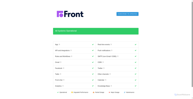 Security scan screenshot of https://www.frontstatus.com/