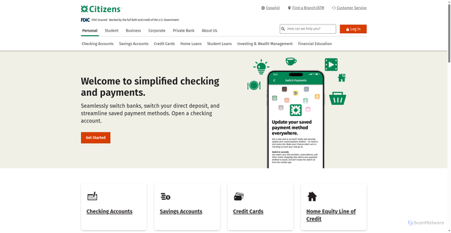 Security scan screenshot of https://www.citizensbank.com/
