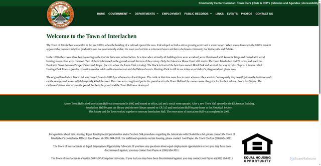 Security scan screenshot of https://www.interlachen-fl.gov/