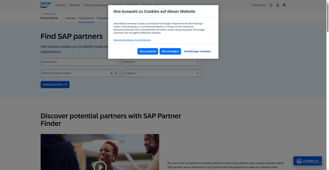 Security scan screenshot of https://partnerfinder.sap.com