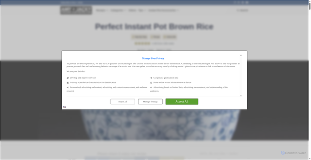 Security scan screenshot of https://www.pressurecookrecipes.com/instant-pot-brown-rice/