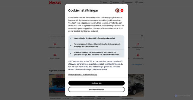 Security scan screenshot of https://blocket.se