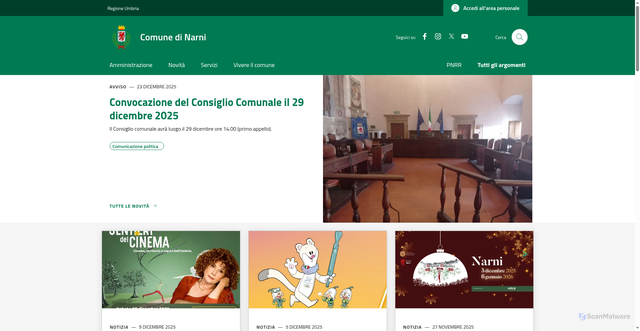 Security scan screenshot of https://www.comune.narni.tr.it/