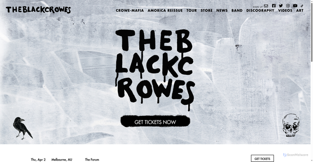Security scan screenshot of https://theblackcrowes.com/