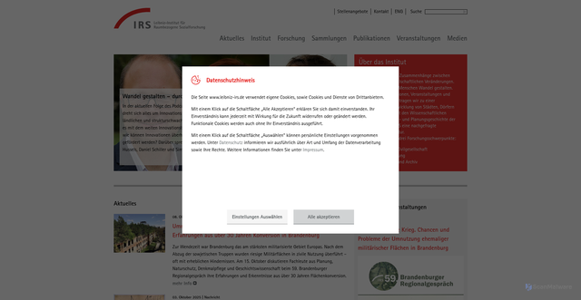 Security scan screenshot of https://leibniz-irs.de/