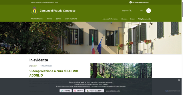Security scan screenshot of https://www.comune.vaudacanavese.to.it/it-it/home