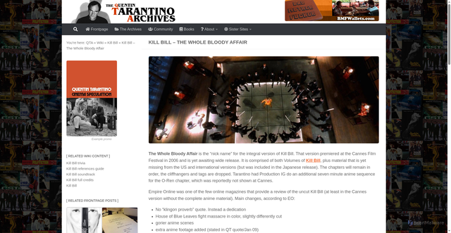 Security scan screenshot of https://www.tarantino.info/wiki/kill-bill/kill-bill-the-whole-bloody-affair/