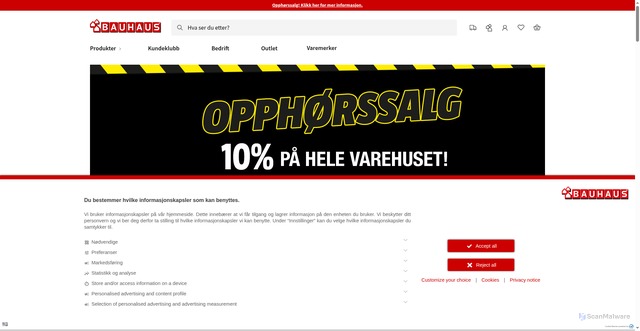 Security scan screenshot of https://bauhaus.no