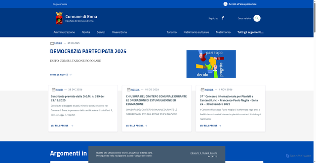 Security scan screenshot of https://www.comune.enna.it/