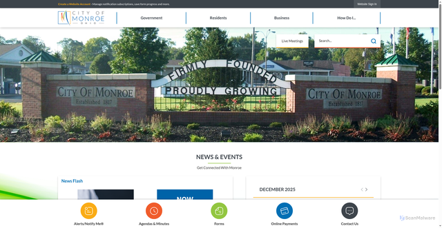Security scan screenshot of https://monroeohio.gov/
