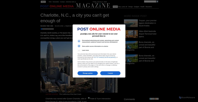 Security scan screenshot of https://www.poandpo.com/places-to-go/charlotte-nc-a-city-you-cant-get-enough-of-392016592/