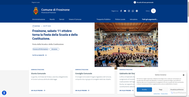 Security scan screenshot of https://comune.frosinone.it/