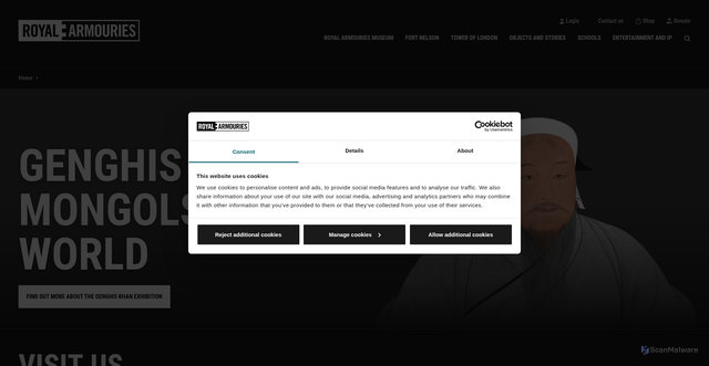 Security scan screenshot of http://www.armouries.org.uk