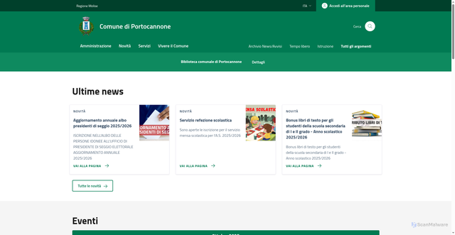 Security scan screenshot of https://comune.portocannone.cb.it/